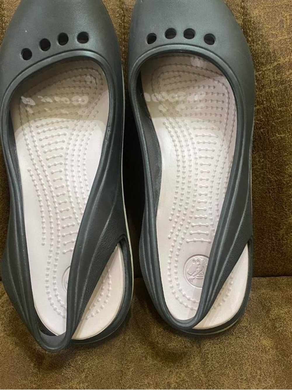 CROCS Women's Gray Ballet-Style Slip-On with White Insole
